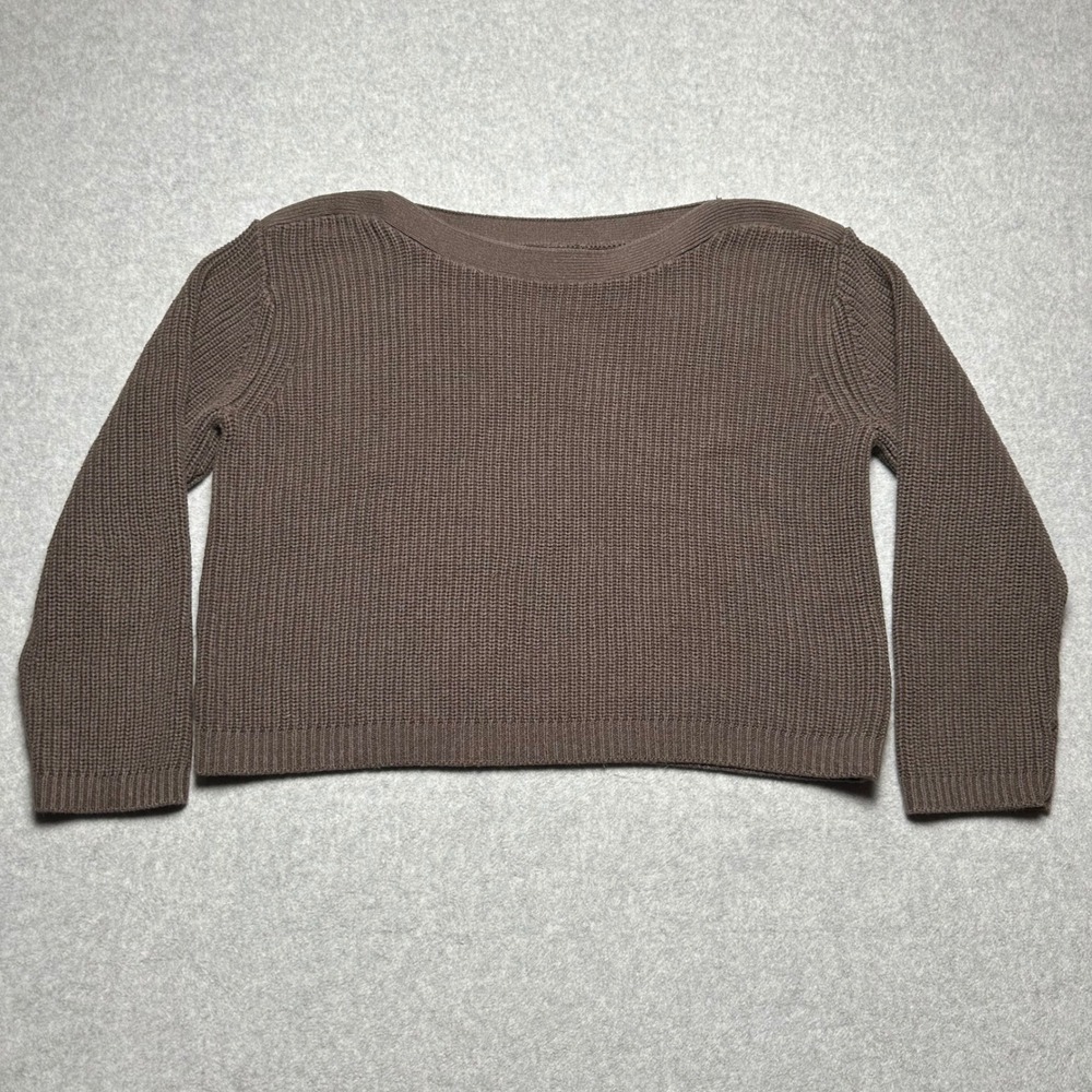 Quince Organic Cotton Fisherman Boatneck Sweater Heather Brown Medium LB10195 - Picture 1 of 9